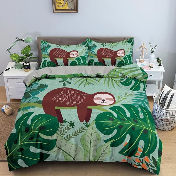 

bedding sets sloth funny animal duvet cover set wildlife pattern printed comforter 2 /3 pieces decorative soft