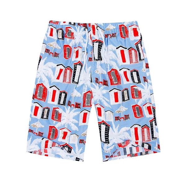 

men's shorts forerun summer beach red house printed fashion bermuda casual knee length short pants easy drying holiday mens, White;black