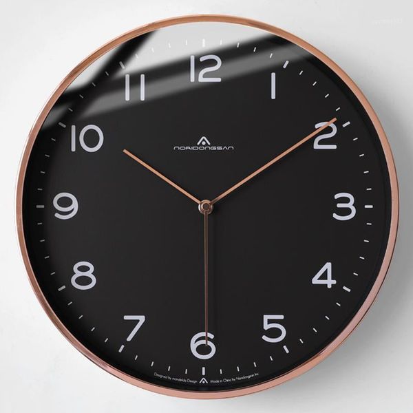 

reloj nordic art silent wall clock metal kitchen glass wall clock waterproof living room relogios parede home decorations 501