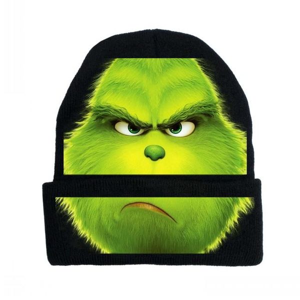 

2020 christmas green hairy monster grinch cap cosplay animation cartoon men and women outdoor cycling warm knit cap custom, Yellow