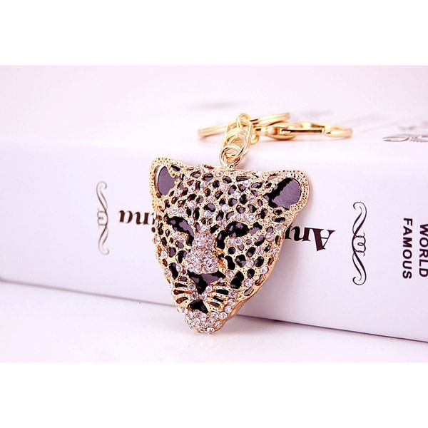 

keyring leopard crystal shipping keychain new design bag/purse charm gift real gold plated ,alloy key chain key hol, Slivery;golden