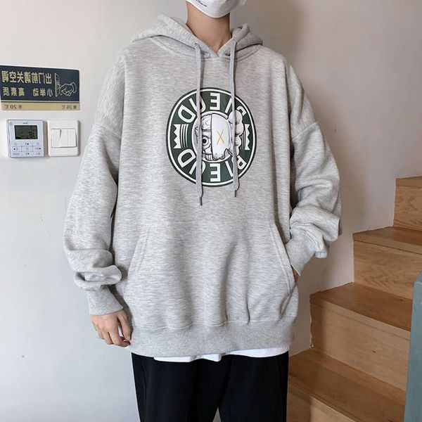 

hooded autumn loose trend student coat ins hip hop fashion men's wear, Black