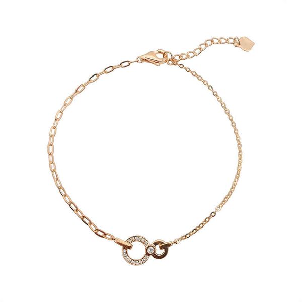 

fashion connect double circle bracelet solid 18k real gold diamond jewelry bracelet, Golden;silver