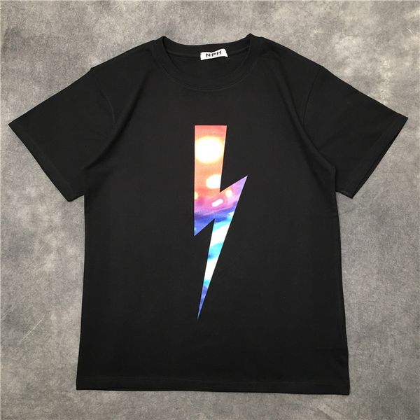 

2021 new luxury men novelty color neil thunderbolt t shirts t-shirt hip hop skateboard parkour street cotton t-shirts tee n193 9rmo, Black