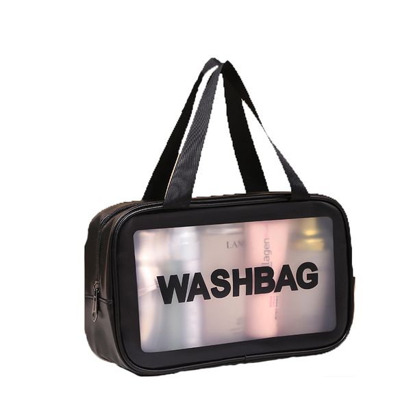 

clear travel storage transparent cosmetic bag pvc wash bags 3piece set translucent pu scrub bath swimming bag large capacity female cases