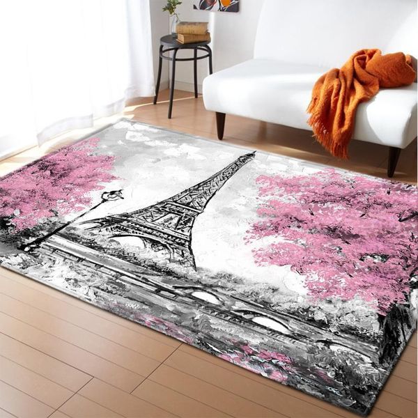 

retro paris tower pink flower beautiful carpet living room carpet bedroom1