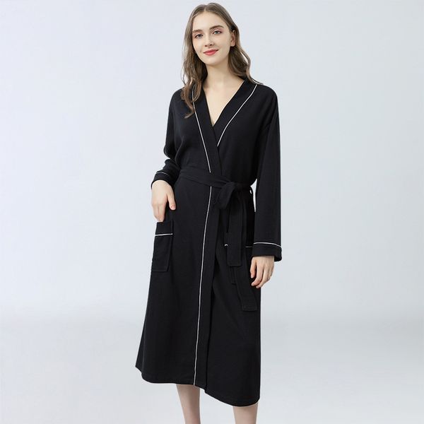 

2021 new oversized autumn spring bathrobes for women long sleeve solid sleepwear female kimono robe with sashes ladies nightwear zq3r, Black;red