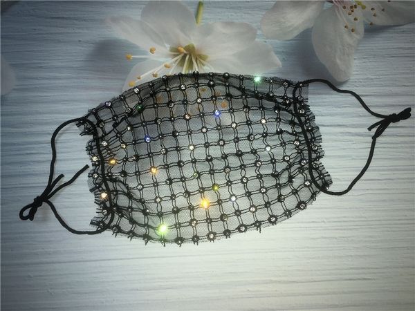 

b1zc 7 colors changing glowing led face masks halloween mask luminous lighting pm2.5 filter anti-dust christmas mask with hha1346, Black