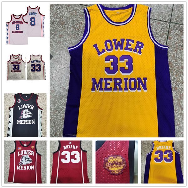 

lower merion kobe 33 brant high school college basketball jersey #8 brant mcdonald's all american basketball jerseys stitched blue blac, Black