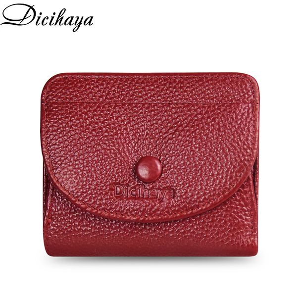 

dicihaya small wallets women wallets short women's wallet genuine leather cowhide guarantee purse for famale coin purse wallet c1115, Red;black