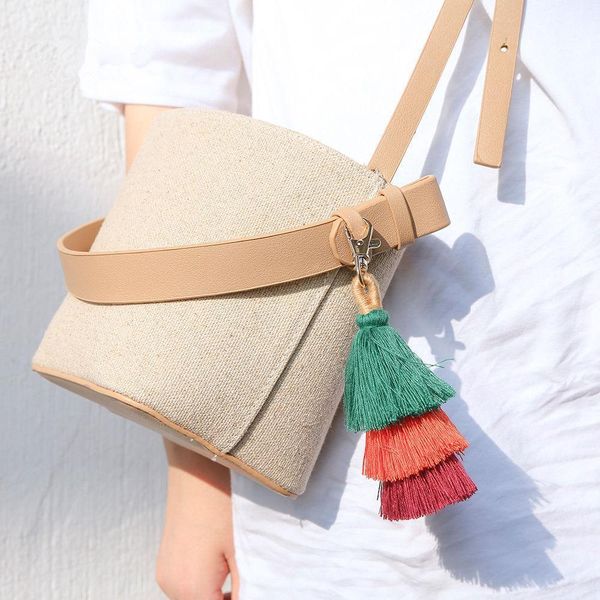 

1pcs bohemia tassel fringe key chain diy jewelry garments decorative crafts accessories handbag pendant cotton tassels trim gift h wmtbcx