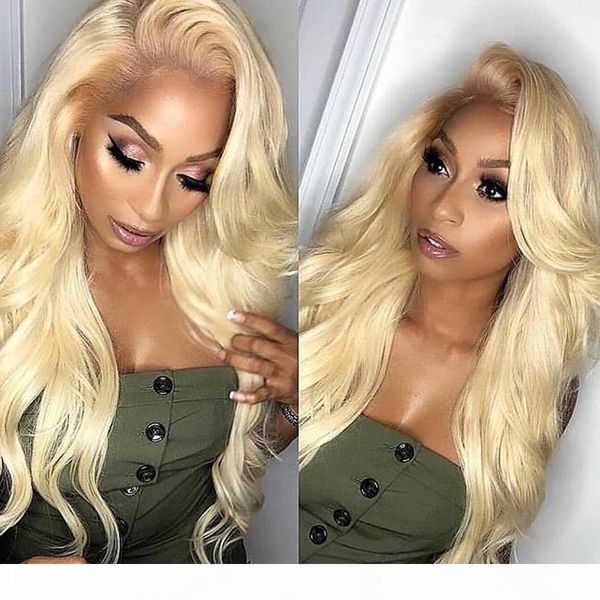 

613 blonde lace front wig human hair pre plucked brazilian remy virgin hair body wave full lace 613 blonde wigs for black women, Black;brown