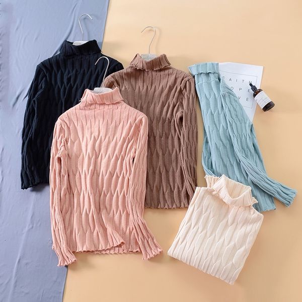 

2021 casual women's knitted autumn long neck high sweaters women sweater office jumper womv, White;black