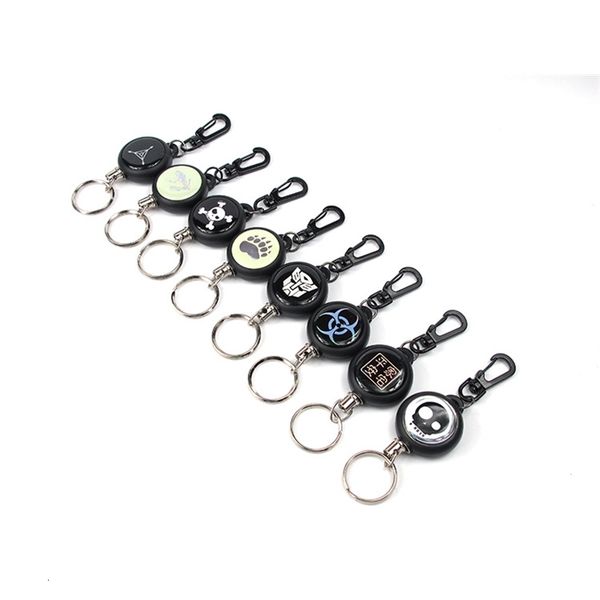 

high rebound wire rope anti-theft telescopic ring anti-lost key chain easy pull buckle, Silver