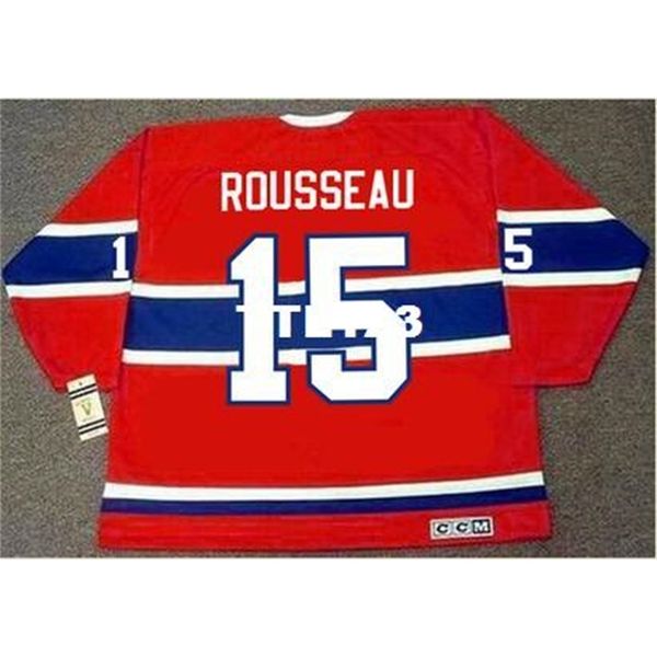 

mens #15 bobby rousseau montreal canadiens 1968 ccm vintage home hockey jersey or custom any name or number retro jersey, Black