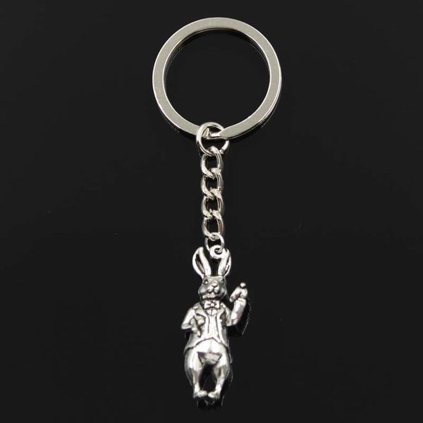 

fashion keychain 36x15mm 3d rabbit silver color pendants diy men jewelry car key chain ring holder souvenir for gift