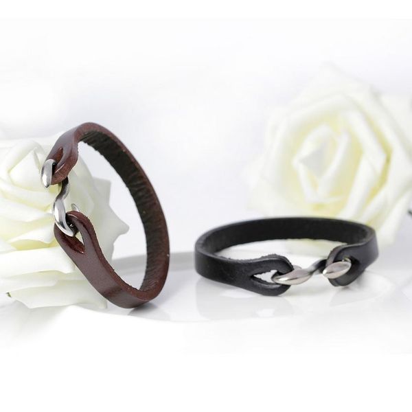 

2017 new fashion sporty hook genuine leather bracelets for men women brand vintage diy bandage charm friendship bracelet wmtmlq, Golden;silver