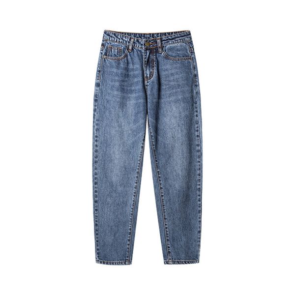

2021 new spring and in autumn women's breech breeches retro-washed casual cotton fashion high waist straight down jeans k8g0, Blue