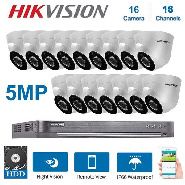 

systems network hikvision 16channels dvr video surveillance kits with 16pcs 5mp camera security night vision cctv system kits1