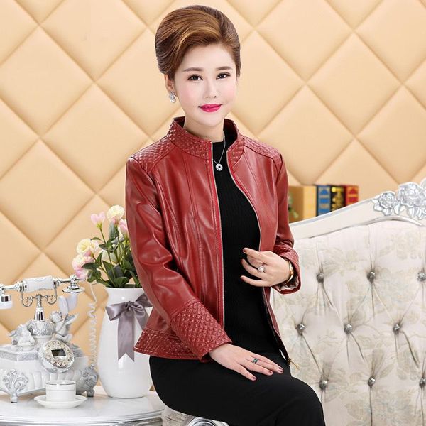 

casual fashion women short faux leather jacket slim solid bomber pu jackets and coats zipper streetwear, Black