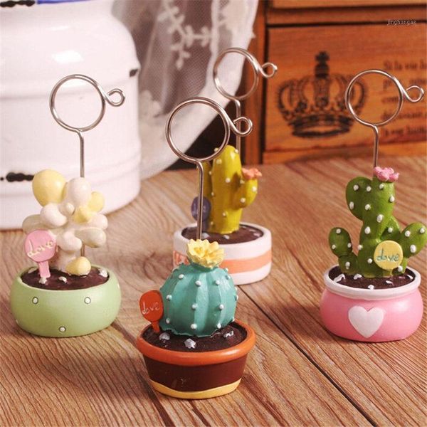 

creative desknote clip decoration fresh cactus resin small potted message clip miniature cute business card jewelry rack1