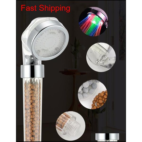 

led anion shower spa shower head pressurized water - saving temperature control colorful handheld big rai qylxsv yh_pack