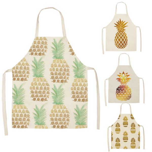 

1 pcs bronzing kitchen apron for woman sleeveless cotton linen aprons home cooking baking bibs cleaning tools 66*47cm
