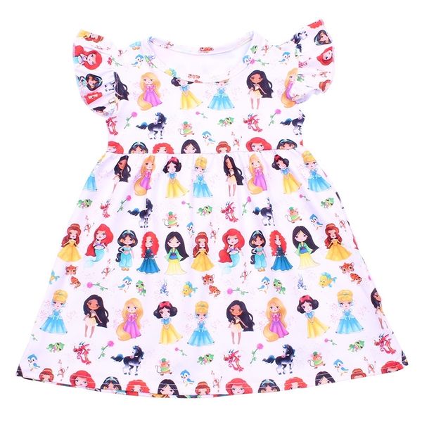 

children grils summer dress clothing toddler grils princess white dress kids cute short sleeve milksilk boutique clothing t200624, Red;yellow