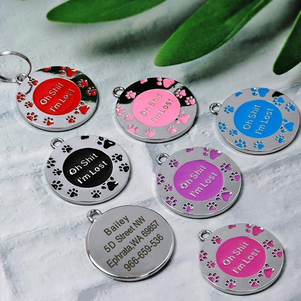 

dog tag dog collar accessories pet puppy cat name id tag personalized custom dog tags engraved paw for dogs cats pink a sqcktt
