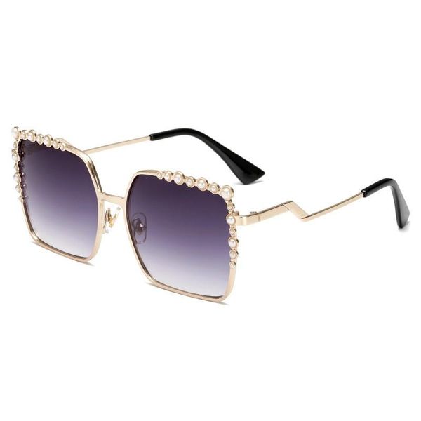 

sunglasses oloey european and american fashion beauty decorative pearl large frame with diamond square, White;black