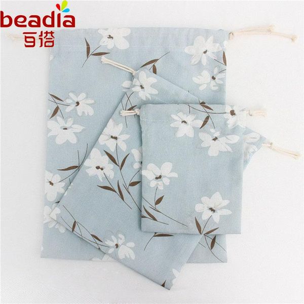 

gift wrap wholesale narcissus pattern storage bag bundle drawstring cotton linen cloth for send gifts creative package 1 pcs
