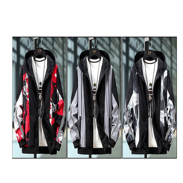 

autumn and winter new plus size young male student jacket trend loose hooded camouflage thin cotton jacket, Black;brown
