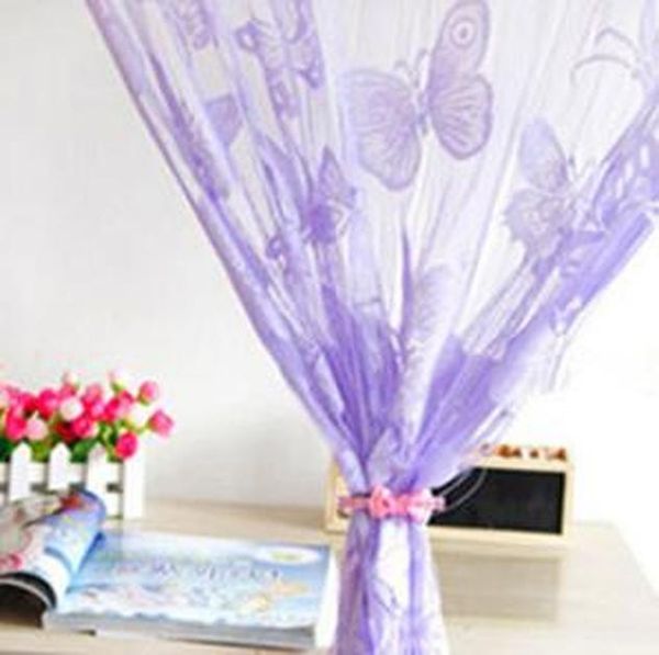 

colored butterfly curtain rope yarn dyed curtains for kitchen solid polyester curtain for window living room 10 color 100x200cm wmtsub