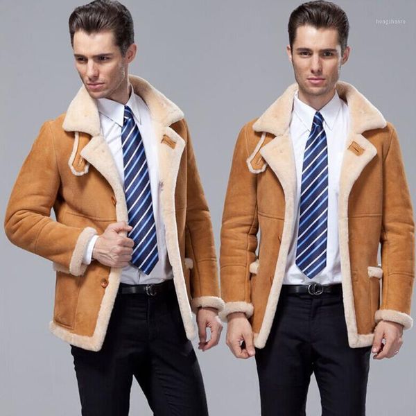 

men's b3 shearling jacket coat men's long windbreaker jacket winter warm1, Black