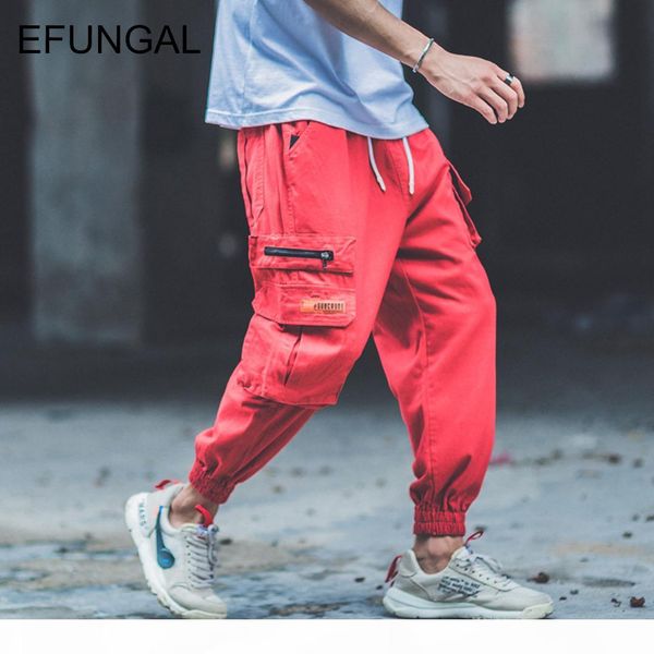 

track pants men pockets fashion harajuku streetwear 2019 spring baggy style hip hop joggers male harem sportswear fd94, Black