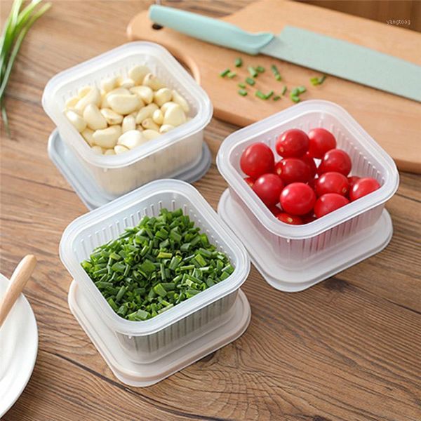 

creative drain sealed box for ginger garlic onion refrigerator crisper debris fridge storage box tray storage container1