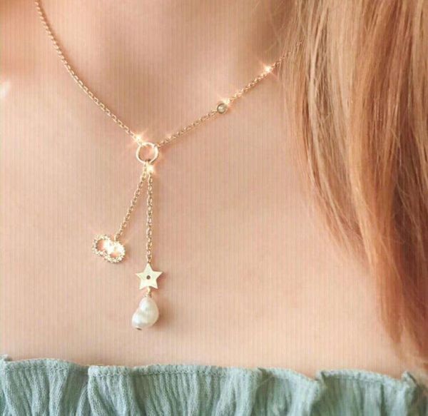 

dijia necklace 20-year-old d family cd letter star tassel choker pearl necklace unique fire design, Silver