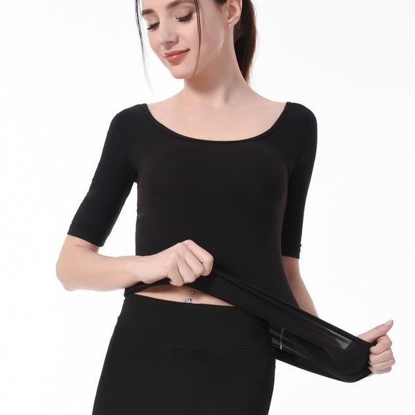 

yoga outfits clothing short-sleeved t-shirt round neck low-cut sports quick-drying half-sleeved slim gym athletic workout1, White;red