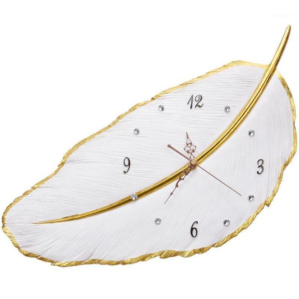 

wall clocks digital clock modern design creative nordic novelty gold feather living room klok home dector qk60wc1