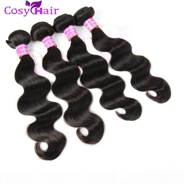 

brazilian body wave human hair 5 bundles 100% human hair weave bundles mixed length remy hair extensions natural color, Black