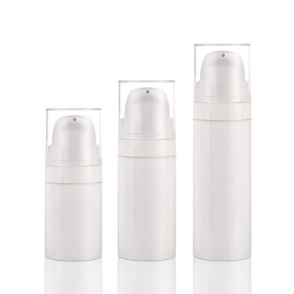 Cura della pelle all'ingrosso 5ML 10ML 15ML PP Bottiglie di siero per pompa airless Imballaggio cosmetico Campione bianco Crema per il viso Press Pompa Bottiglia per lozione in magazzino