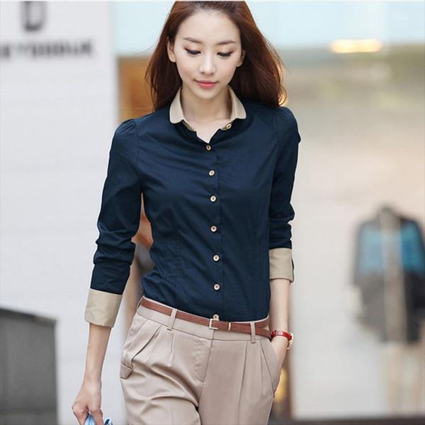 

femme womens fashion 2019 autumn plus size casual shirt women slim long sleeve blouse woman clothes korean women clothing, White