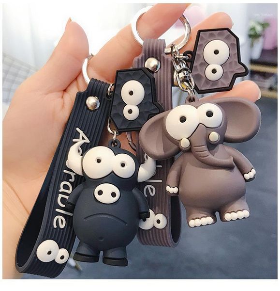 

cartoon baby elephant keychain car key ring bag bell pendant key holder trendy cute animal pendant jewelry buckle clasp gifts1, Silver
