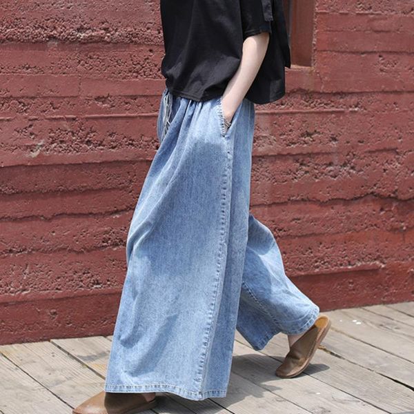 

ewq] 2020 new spring summer elastic adjustable waist loose large size vintage eide leg pants women fashion tide ak33205, Black;white