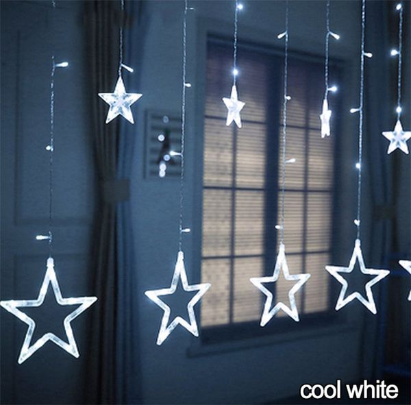 Weihnachtsfee-Licht-Girlande, LED-Lichterkette, Sterngirlande auf Fenstervorhang, Innen-Baumdekoration, Halloween-Hochzeitslampe