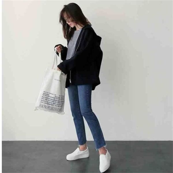 

korean version of the autumn and winter hooded woolen coat female short woolen coat loose lazy lj201128, Black
