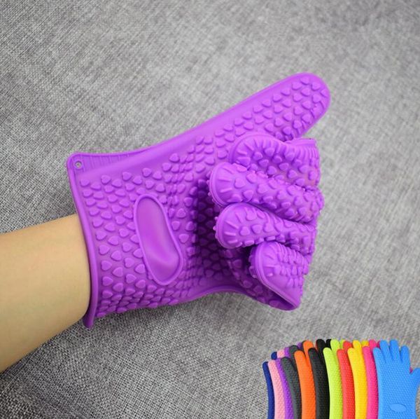 

factoryqt7qoven slip-resistant silicone insulated mittens bakeware microwave cooking gloves heart-shaped baking pot kitc