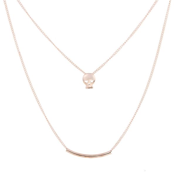 

alloy 12pcs golden plated fearless skull blance billet clavicle bones pendant short necklace 200929