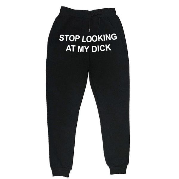 

men women joggers sweat pants slooking at my dick sweatpants hip hop print high waist trousers streetwear sweatpants hippie, Black