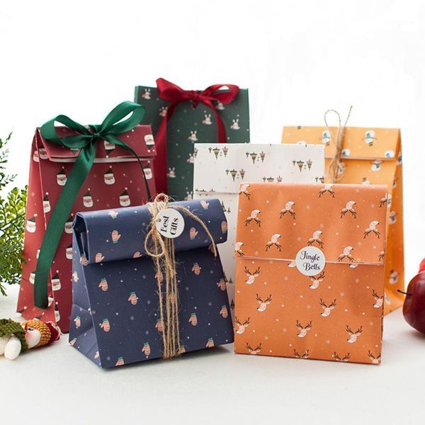 

christmas gift bag candy cookies biscuits bag christmas tree elk snowman deer glove santa claus printed packing bags1